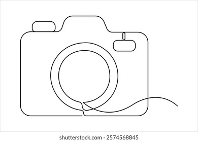 Camera one continuous line drawing of design vector illustration