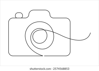 Camera one continuous line drawing of design vector illustration
