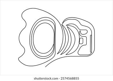 Camera one continuous line drawing of design vector illustration