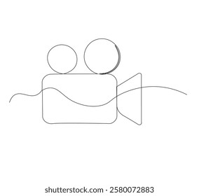 Camera one continuous line drawing of design vector illustration.white background
