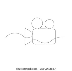 Camera one continuous line drawing of design vector illustration.white background