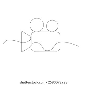 Camera one continuous line drawing of design vector illustration.white background