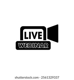 Camera and Online Streaming logo icon. Live Webinar button icon vector