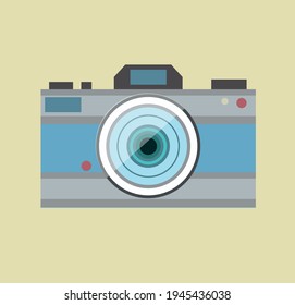A camera with an open lens on a neutral background without a flash. Perfect for the icon.