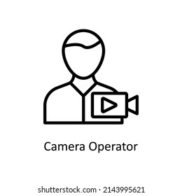 Icono de contorno vectorial del operador de cámara para web aislada en el fondo blanco archivo EPS 10