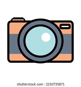 Camera orange icon Flat sign Isolated 