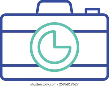 Camera outline dual color vector illustration icon design