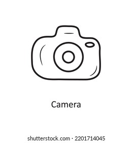 Icono de diseño de contorno de cámara Símbolo de control de medios sobre archivo EPS 10 de fondo blanco