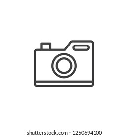 Camera outline icon. linear style sign for mobile concept and web design. Photo camera simple line vector icon. Symbol, logo illustration. Pixel perfect vector graphics