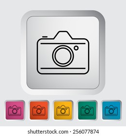 Camera. Outline icon on the button. Vector illustration.