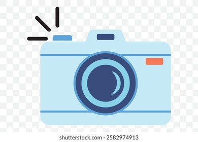 Camera outline icon on transparent background. Editable stroke. Vector illustration. Eps 10.