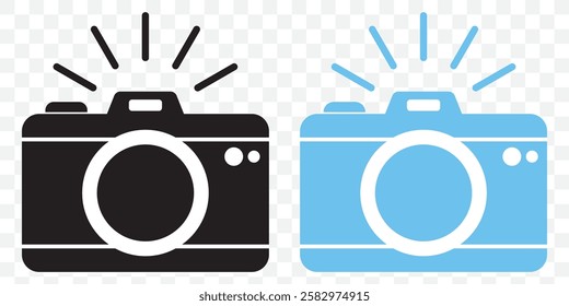 Camera outline icon on transparent background. Editable stroke. Vector illustration. Eps 10.