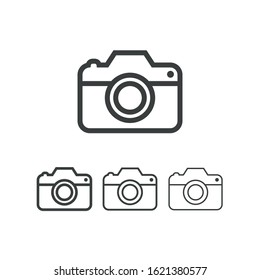 Camera outline icon on white background. Editable stroke. Vector illustration.