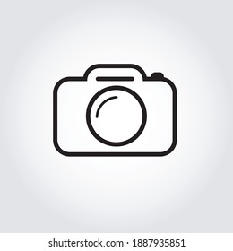 Camera outline icon on white background. Editable stroke. Vector illustration.