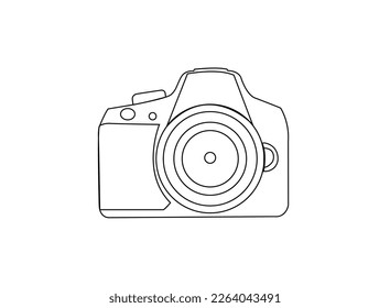 Camera outline icon on white background. Editable stroke. Vector illustration. Camera Icon Vector Illustration Design, Camera line icon in trendy style. Stroke vector pictogram isolated on a white b