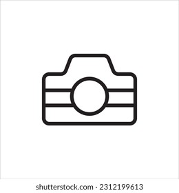 Camera outline icon on white background. Editable stroke. Vector illustration.