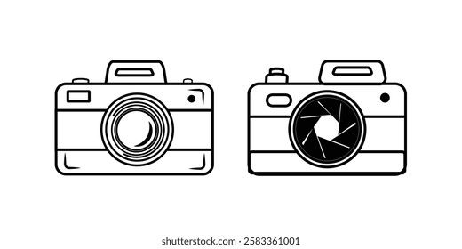 camera outline icon on white background. Editable stroke. Vector illustration.