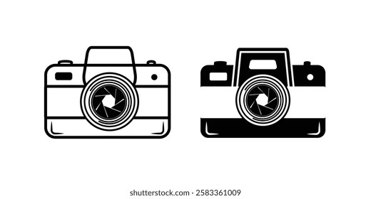 camera outline icon on white background. Editable stroke. Vector illustration.