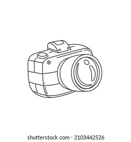 Camera outline icon. Simple linear sketch vector illustration