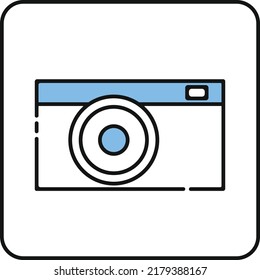 Camera outline icon for website and logo design in vector format.