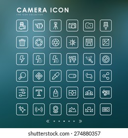 camera outline icons with blur background