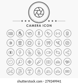 camera outline icons with circle button