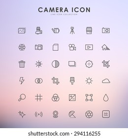 camera outline icons on gradient background