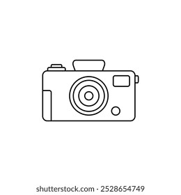 Camera outline shape for kids coloring book page vector illustration isolated on white 