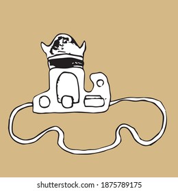 camera painting black line vector