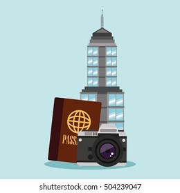Camera and passport to travel design