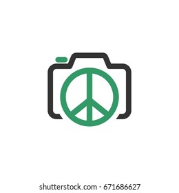 Camera Peace Icon Logo Template Illustration Design. Vector EPS 10.