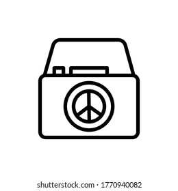 Camera, peace icon. Simple line, outline vector elements of flower children icons for ui and ux, website or mobile application