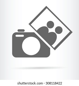 camera with people photo icon vector illustration