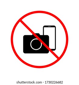 camera and phone forbidden in the area sign isolated on white background. vector illustration