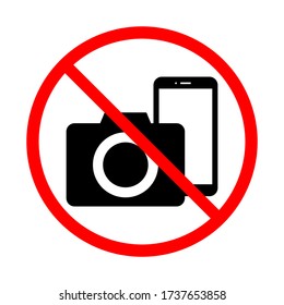 camera and phone forbidden in the area sign isolated on white background. vector illustration