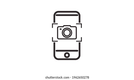 Camera Phone Icon. Vector isolated illustration of a cellphone with a camera sign