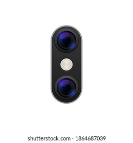 Camera phone lens mobile 3d vector icon. Smart phone camera lense back concept