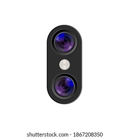 Camera Phone Lens Mobile 3d Vector Icon. Smart Phone Camera Lense Back Concept Vector Illustration 