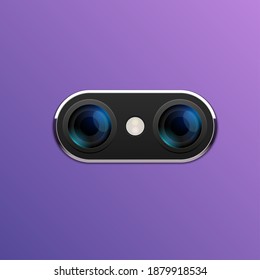 Camera Phone Lens Mobile 3d Vector Icon. Smart Phone Camera Lense Back Concept