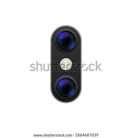 Camera phone lens mobile 3d vector icon. Smart phone camera lense back concept