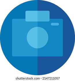Camera, phot, imageo icon or logo illustration vector graphic with blue, circle, flat style. Perfect use for ui, website, pattern, design, etc.