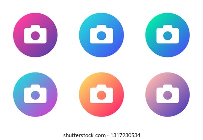 camera photo account ui web button. ui elements. camera photo vector icons on trendy gradients for web, mobile and user interface design