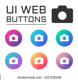 camera photo account ui web button. ui elements. camera photo vector icons on trendy gradients for web, mobile and user interface design