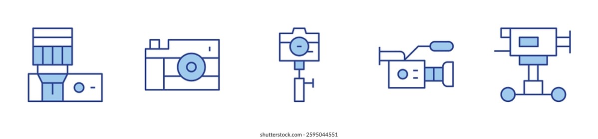 camera, photo camera, camera crane. Camera Icon vector illustration. Line Duotone style. Editable stroke.