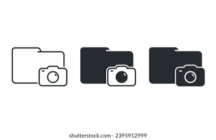 Carpeta de archivo de foto de cámara. Vector de ilustración