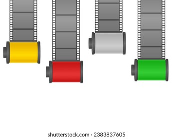 Camera photo film container set on a white background. Vector illustration.