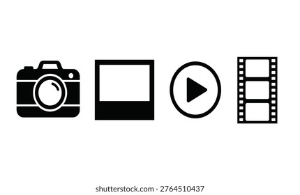 Camera photo film play button icons