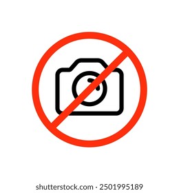 Camera photo forbidden sign. Photo camera vector restricted prohibited icon symbol