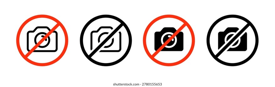 Camera photo forbidden sign. Photo camera vector restricted prohibited icon symbol