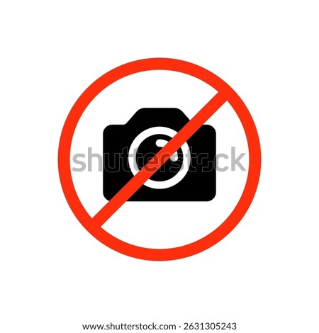Camera photo forbidden sign. Photo camera vector restricted prohibited icon symbol